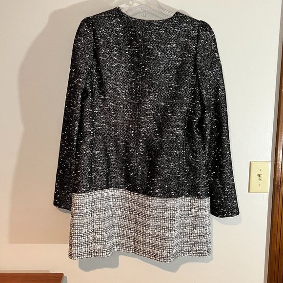 Banana Republic/Color Block Tweed Coat/Black and White/Large Tall/EUC - Picture 2 of 11